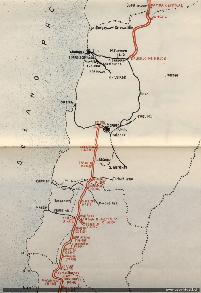 Carta de los ferrocarriles de Atacama de 1914 - Marin