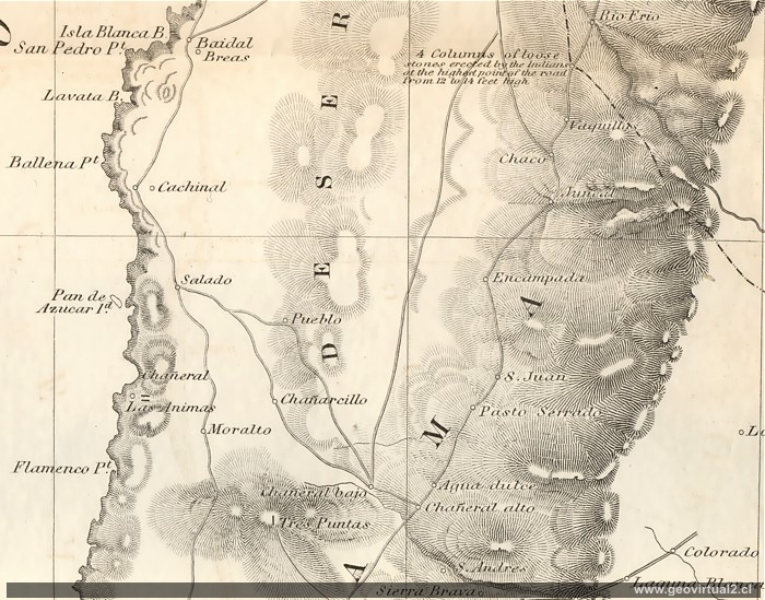 Gilliss 1853: Carta del norte de Atacama, Chile