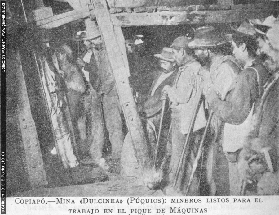 Interior de la mina Dulcinea, Región de Atacama - Chile (E. Poirier, 1910)