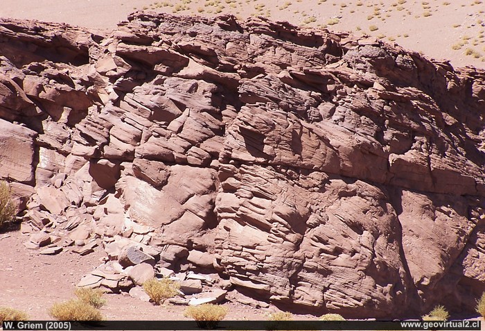 Arenisca roja del cretácico (Atacama, Chile)