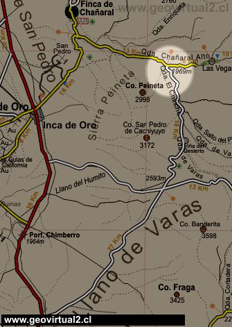 Carta del sector El Chinche - Inca de Oro - Quebrada Chañaral Alto (Atacama, Chile)