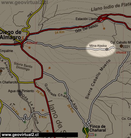Carta del sector Mina Alaska cerca Diego Almagro