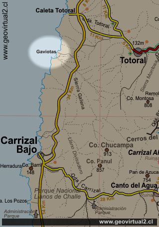 carta del sector Gaviotas entre Carrizal Bajo  y Huasco