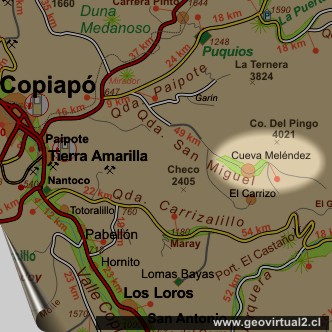 Carta de Cueva Melendez, Región Atacama