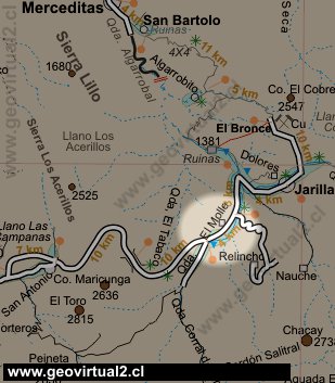 Mapa del sector Molle - Jarillas en la egion de Atacama, Chile