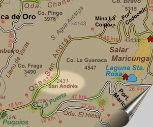 Lage Karte der Strasse nach Maricunga