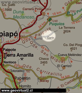 Carta del sector Garin en Atacama, Chile