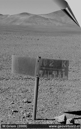 Letrero en el desierto de Atacama, Chile