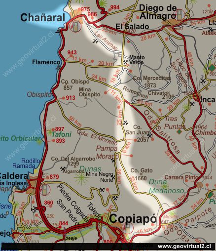 Mapa de Salitros - Animas - Chulo; Region de Atacama