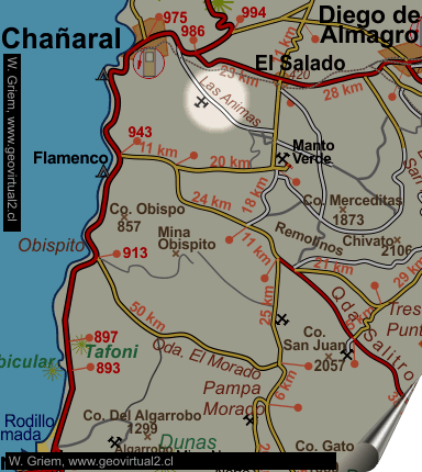 Mapa de Atacama, Chile: Las Animas