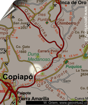 Mapa del sector Chulo en la Región de Atacama, Chile