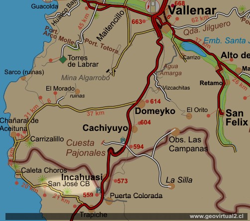 Carta sector San José - Cachiyuyo - Incahuasi
