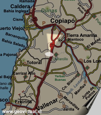 Karte de Bereichs der panamericana