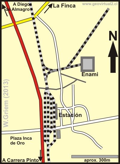 Detail Plan des Bahnhofs von Inca de Oro in der Atacama Wüste, Chile