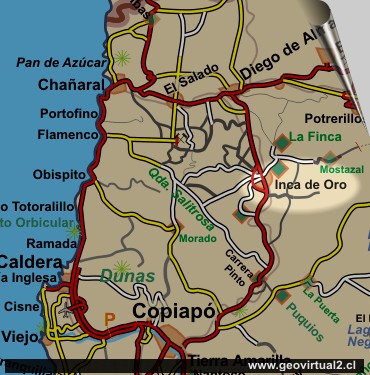 Ubicación de Inca de Oro en la Región de Atacama - Chile