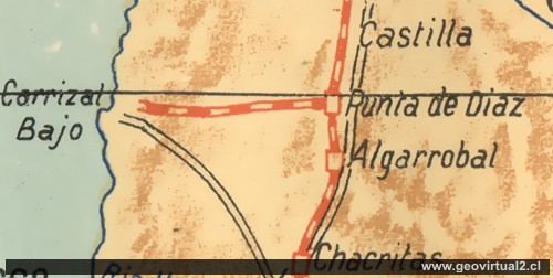 Carta del ferrocarril Carrizal en Atacama 1947