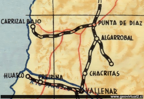 Carta 1957 ferrocarril Carrizal en Atacama