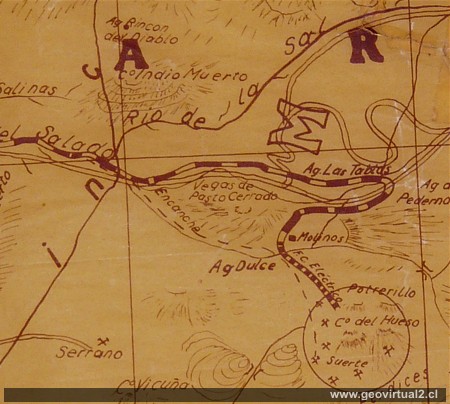 Carta de 1919 del sector Potrerillos - Montandon