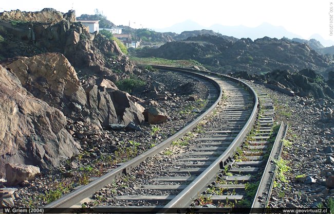 Linea ferrea en Huasco, Chile