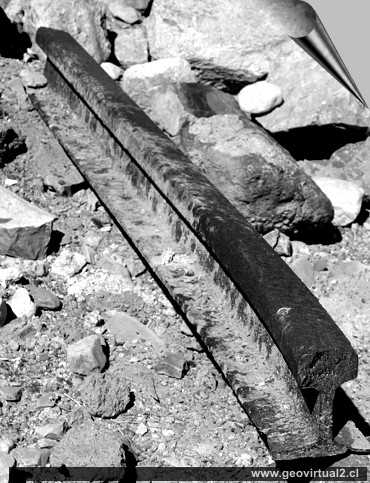 Riel del ffcc deJuan Godoy en Atacama, Chile