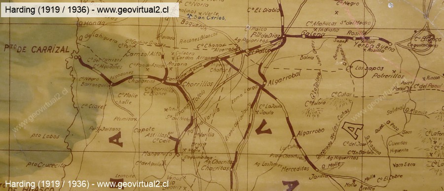 Carta de las líneas  ferreas de Carrizal en Atacama, 1919