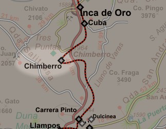 Carta de la ubicación de la estación Chimberros en Atacama - Chile