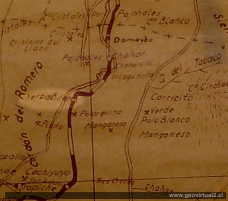 Mapa de 1919 del sector Incahuasi - Yerba Buena