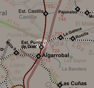 Lageplan der Eisenbahn Kreuzung von Punta de Diaz in der Atacama Wüste