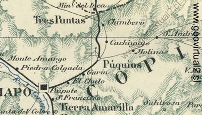 Karte der Puquios Eisenbahn von Espinoza 1903