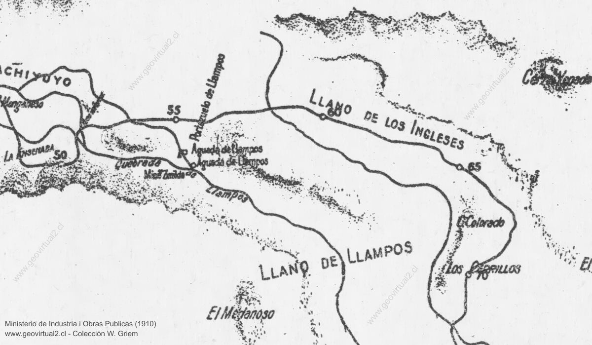 Mapa sector Llampos en 1910