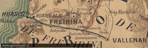 Plano del ferrocarril de Huasco a Vallenar: De San Roman, 1892