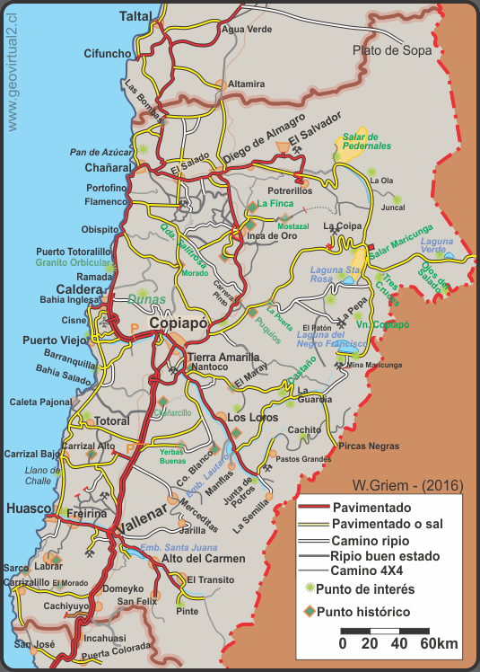 Mapa Región de Atacama,Chile