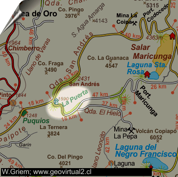 Karte von La Puerta in der Atacama Wüste, Chile
