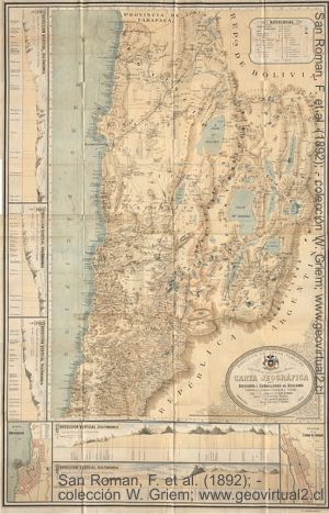 Mapa San Román - desierto de Atacama 1892