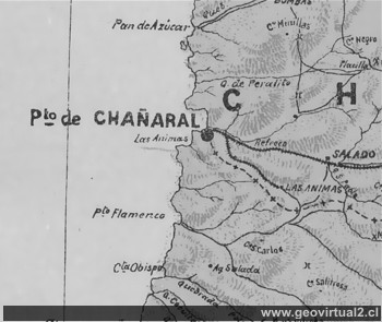 Mapa de la ubicación de Chañaral en la Región de Atacama, Chile