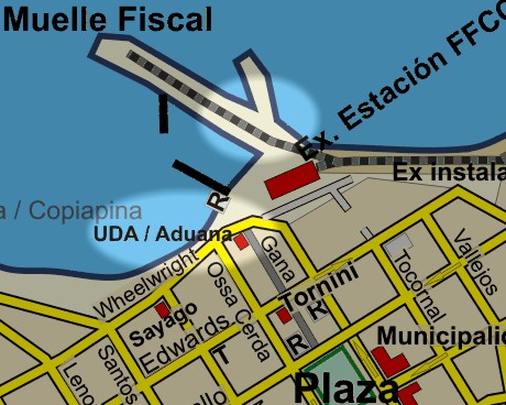 Town map of Caldera, Atacama Region, Chile