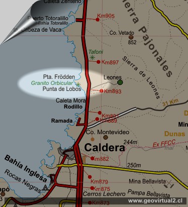 Carta, ubicación del Granito Orbicular, Region de Atacama