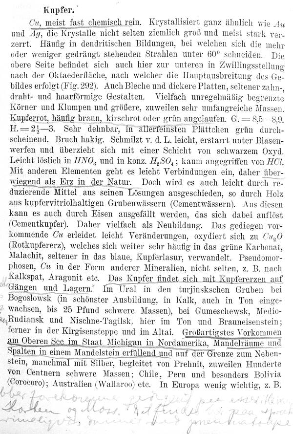 Cobre nativo, texto de Max Bauer, 1904