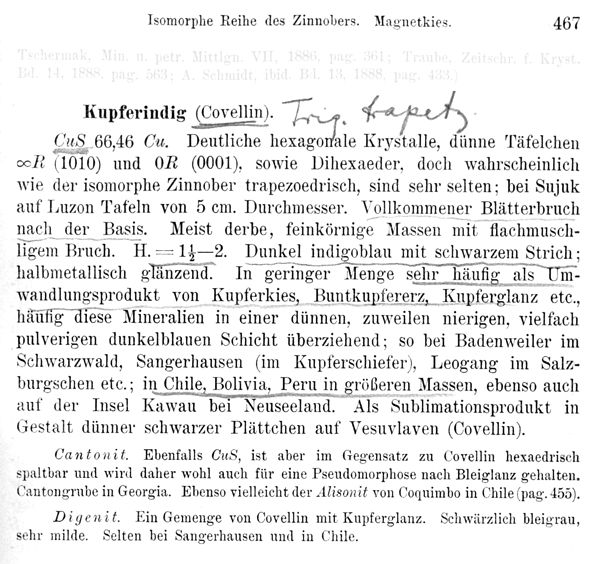 Texto de Max Bauer 1904: Covelina