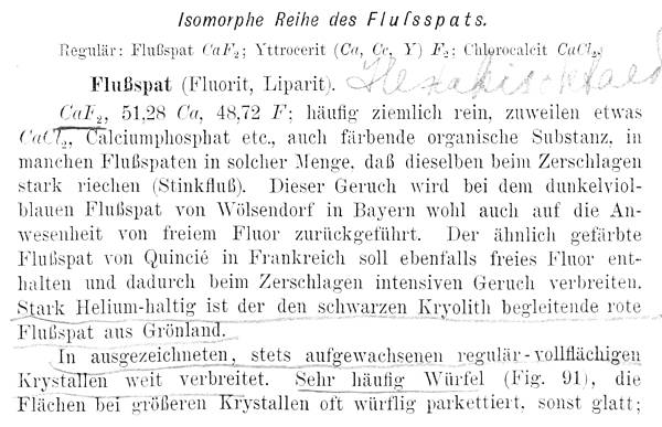 Fluorita - Flusspat de Max Bauer, 1904