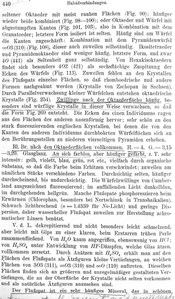 Fluorita - Flusspat de Max Bauer, 1904