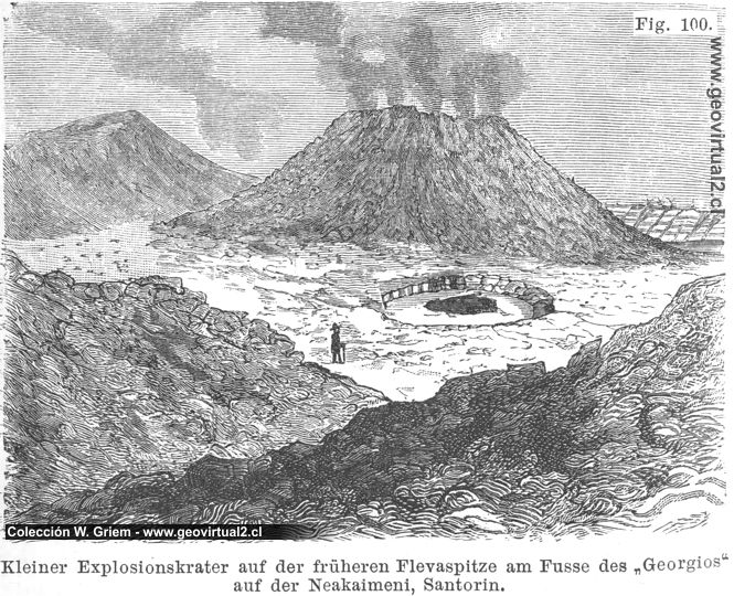 Fritsch (1888): Kleiner Explosions-Krater auf Santorin