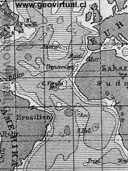Karte der Meerestiefen - 1886, Krümmel: Atlantischer Ozean