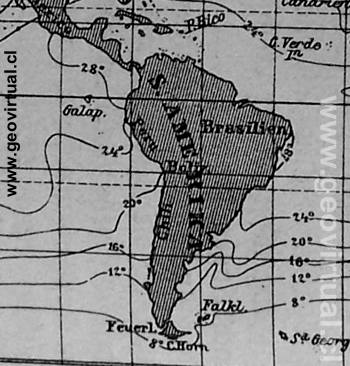 temperaturas del agua en el febrero (Krümmel, 1886)