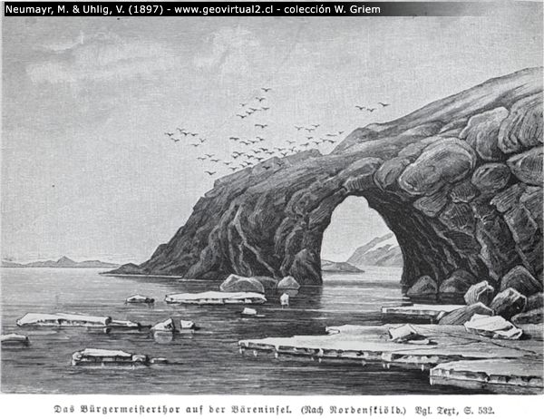 Felsentor auf der Bäreninsel von Neumayr & Uhlig, 1897