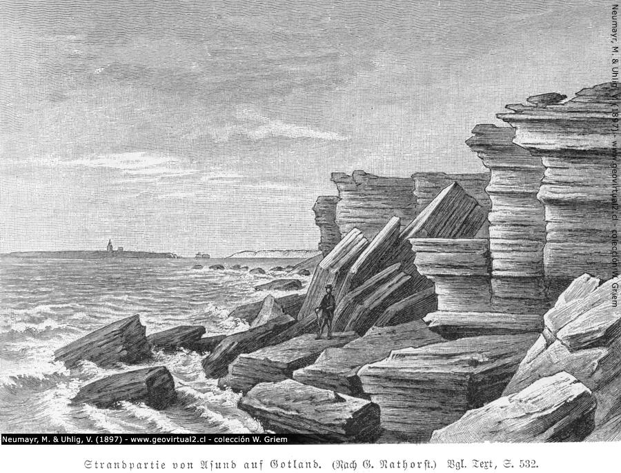 Neumayr & Uhlig (1897): Küstenerosion mit Abbruchkanten