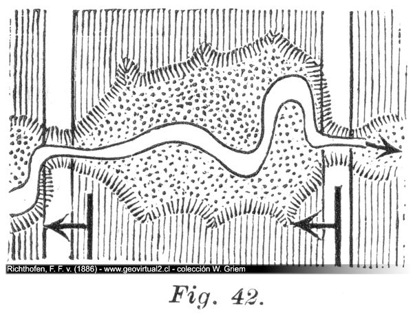 Erweiterung des Talbodens durch Erosion (Richthifen, 1886)