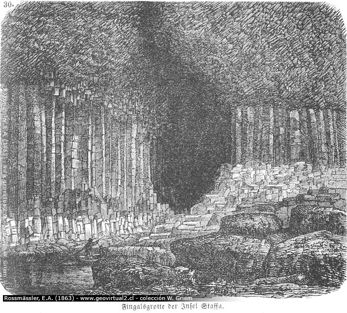 Roßmäßler(1863): Basaltsäulen von Fingals cave