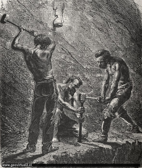 Perforar para cargar explosivos (Simonin 1869)