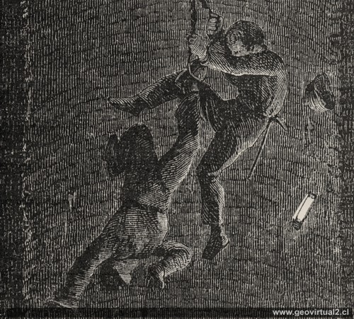 Unfall beim Einfahren in den Schacht (Simonin, 1867)